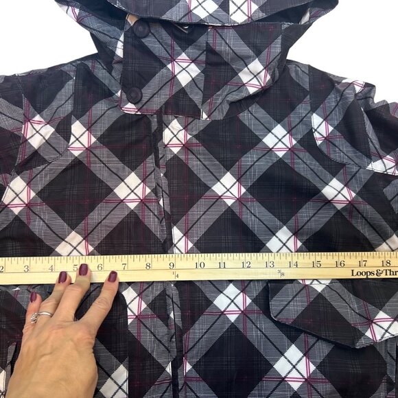 Burton DryRide Women's M Snowboarding Ski Jacket Black Pink Plaid Hooded Lined - Picture 10 of 13